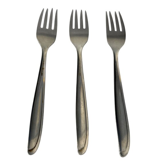 Oneida Sand Dune Groove Down Side Stainless Steel Dinner Forks Set of 3 - Picture 2 of 5
